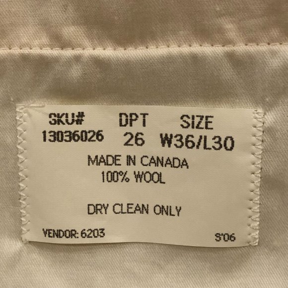 Brooks Brothers Men's 100% Pastel Cream Yellow Wool Pants 36X30 - Picture 7 of 9